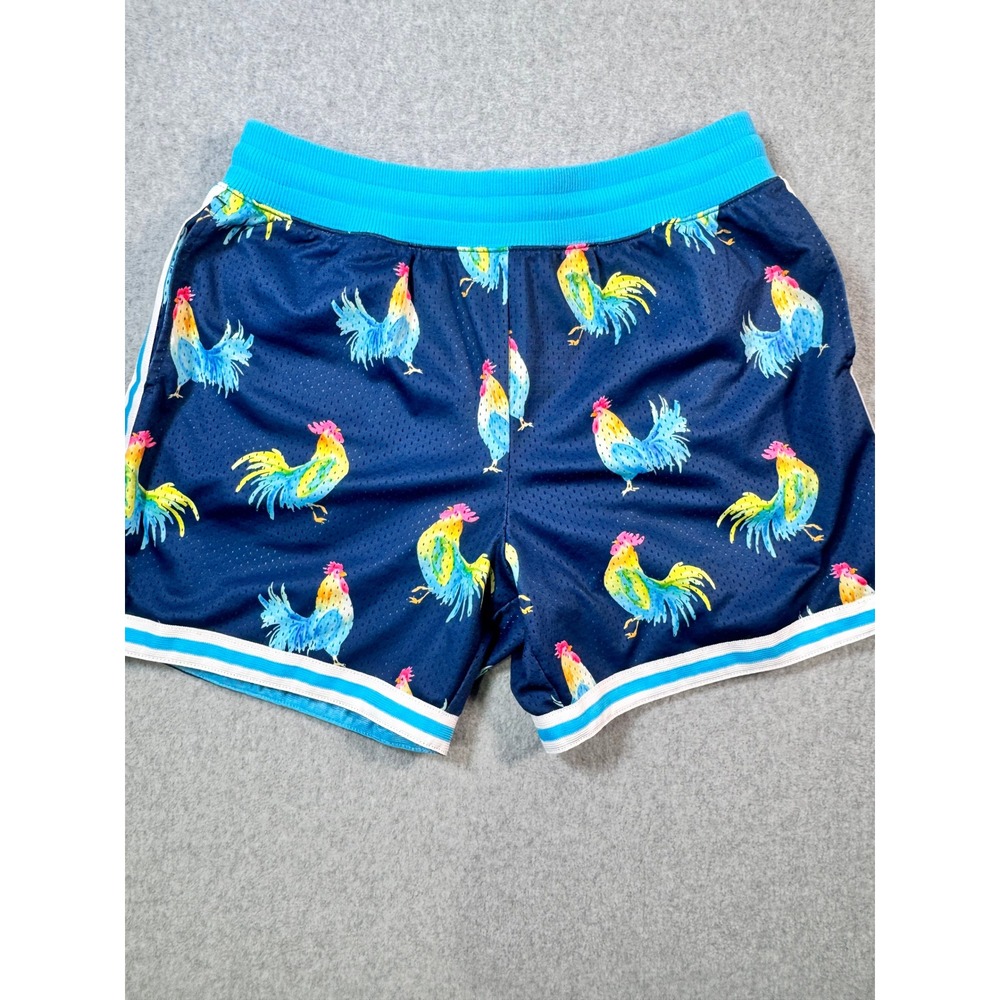 Chubbies Mens Rooster Print Mesh Basketball Shorts Blue XL SM22LG00035